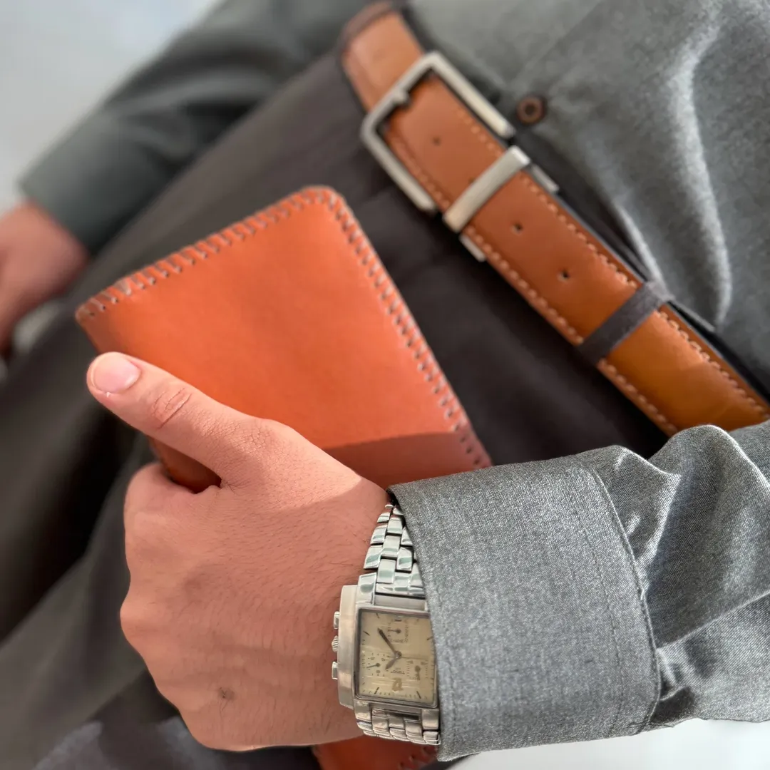 کیف پول چرم مردانه و کمربند چرم